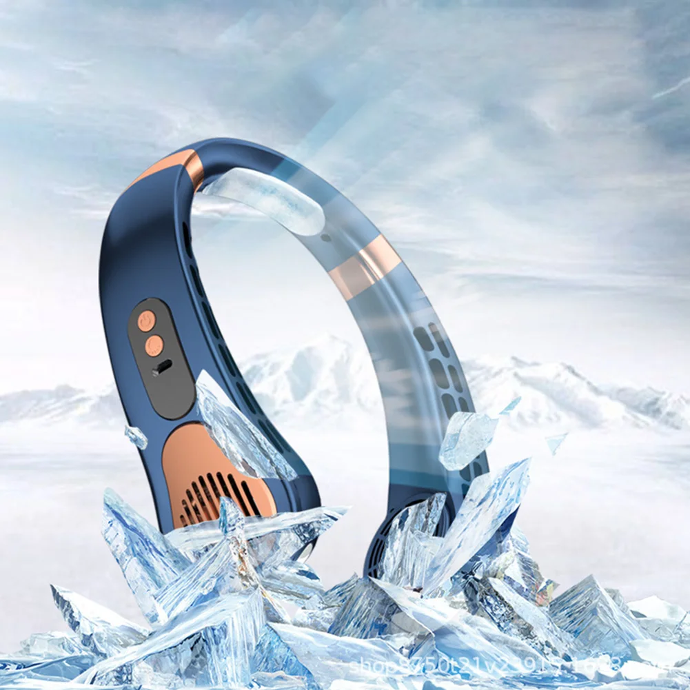 USB معلق الرقبة مروحة المحمولة الرقبة مروحة LED العرض الرقمي ورقة مروحة كهربائية ملونة جو أضواء مروحة التبريد 5 سرعة