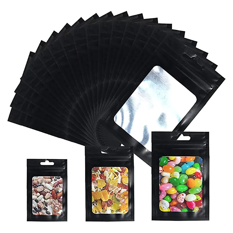 100 Stück flache Folie Zip-Lock-Taschen Badesalz Kosmetik tasche eine Seite klar Mini dicke Mylar wieder versch ließbare Taschen geruchs sichere Druck verschluss beutel