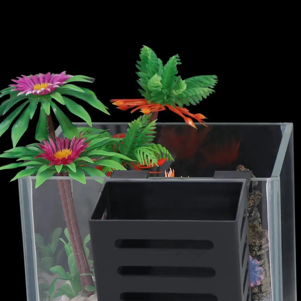 Zwarte hangende aquarium plantenhouder Drijvende plastic aquarium plantenbakbekers Plantenbakmanden met ophanghaken Aquatische plantenpot