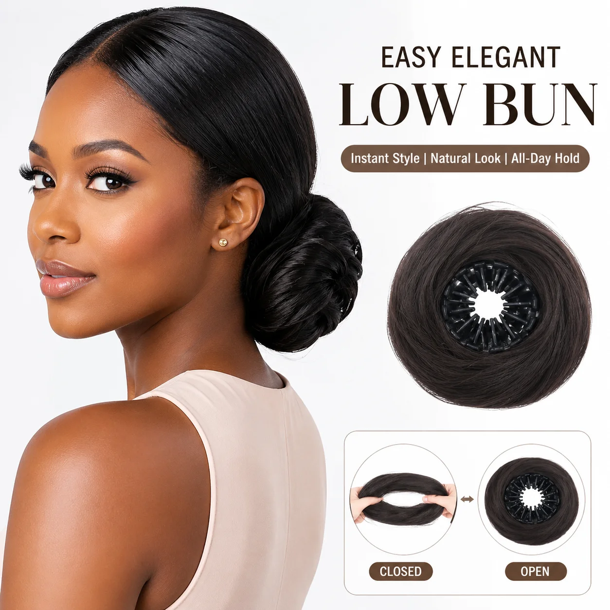 40g Messy Bird Nest Bun Hairpiece for Women Synthetic Retractable Chignon Bun Natural Fluffy Updo Hair Extension for Daily Party view 2