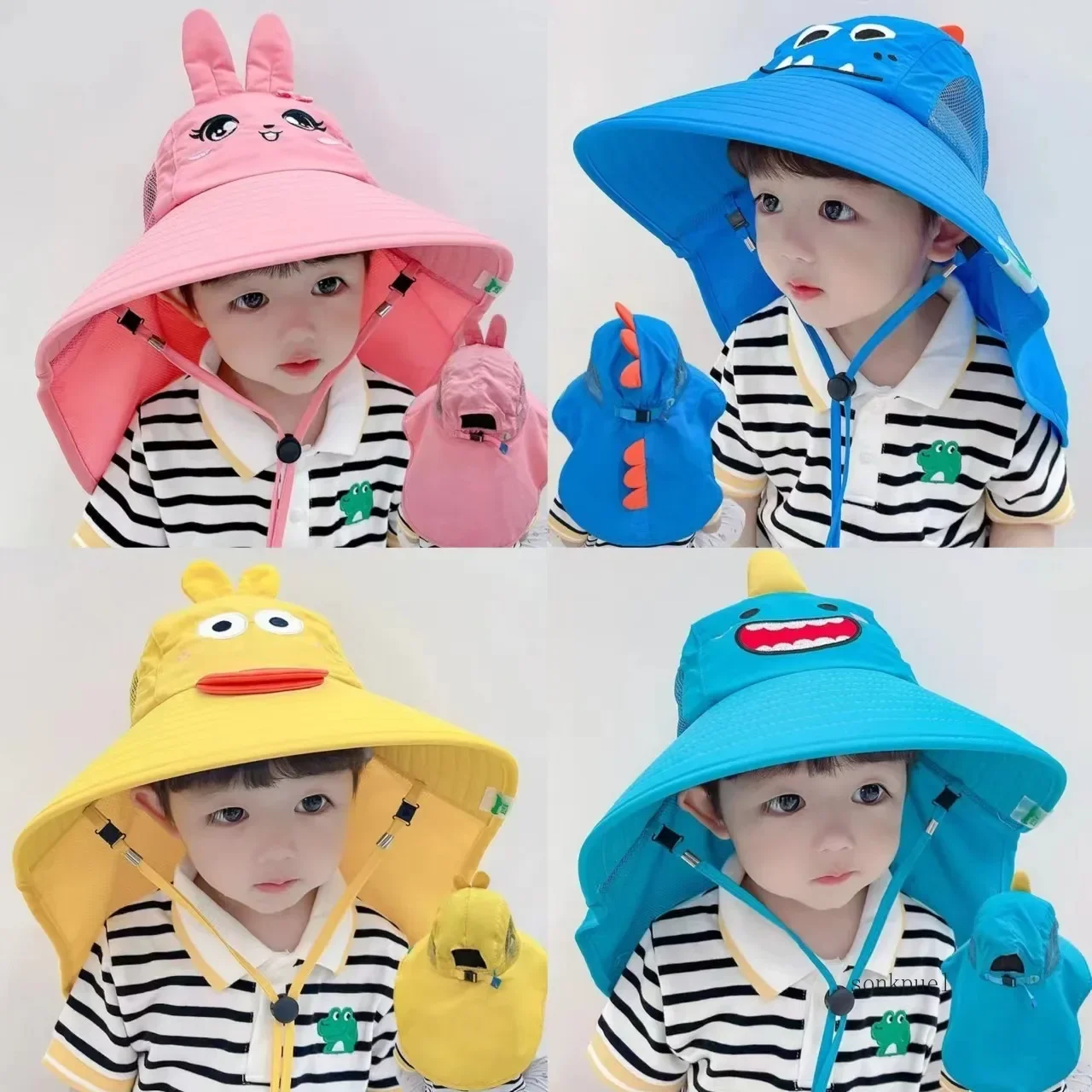 Kids Boy Girl Travel Flap Cap for ChildrenChildren Sun Hat Summer Kids Outdoor Neck Ear Cover Anti UV Protection Beach Caps