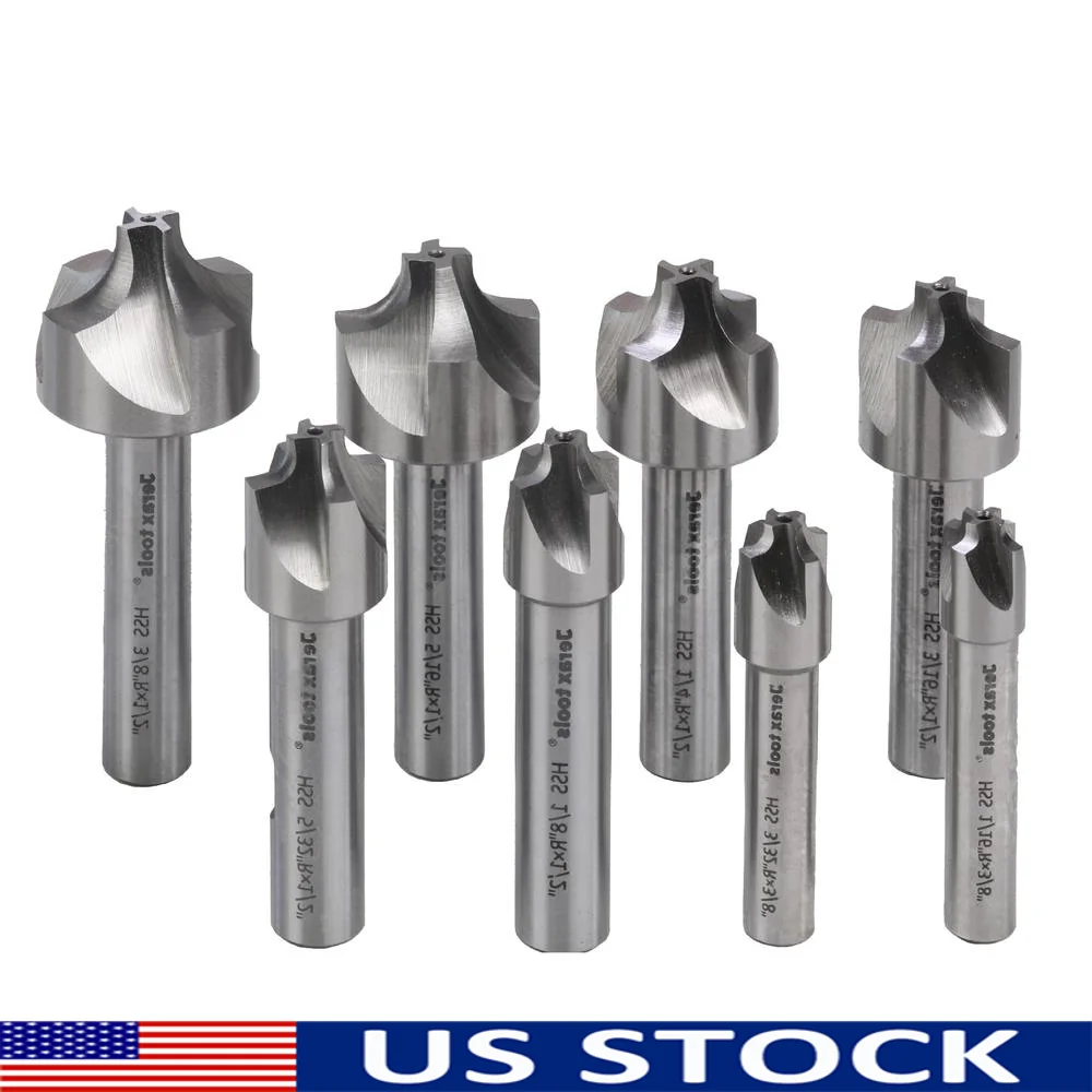 8pc M2 HSS Corner Rounding End Mill Set 1/16