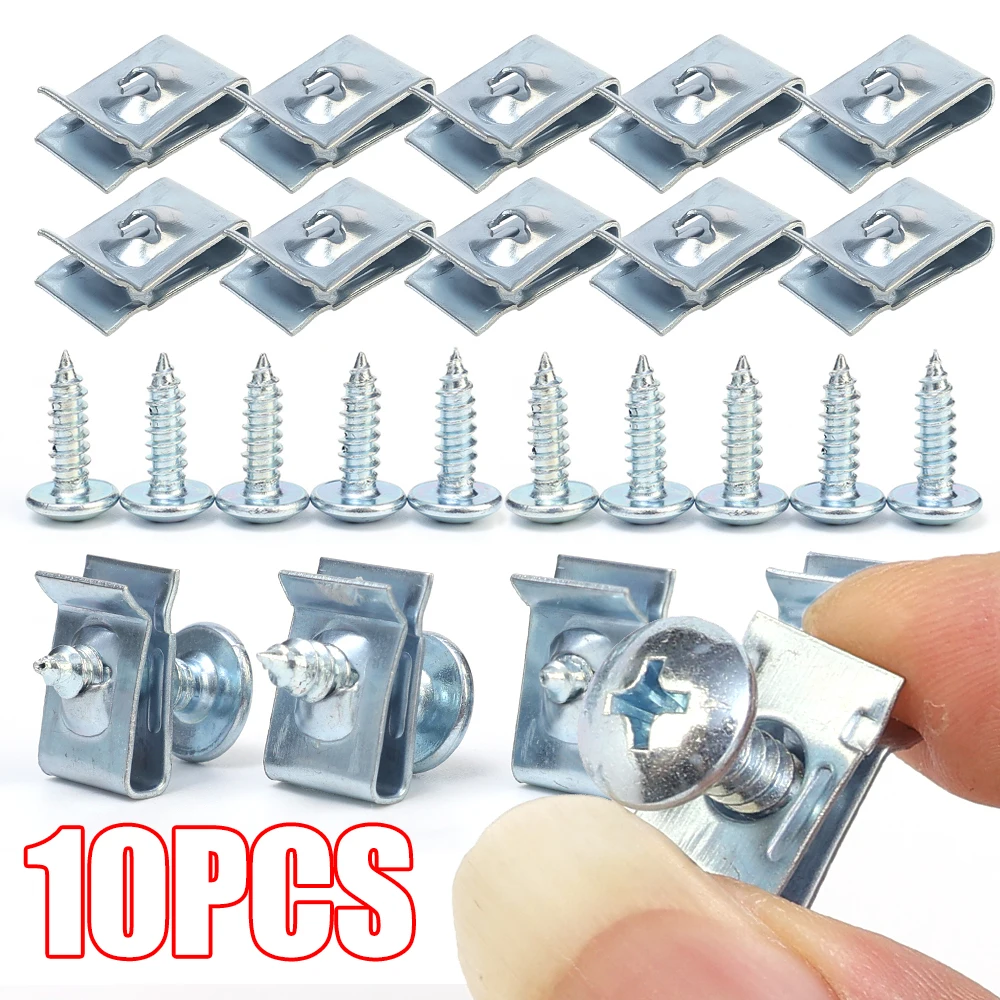 Car Self-tapping Screw Fasteners Metal U-shaped Spacers M5 Self-Tapping Screws Kits Auto Motorcycle Modification Accessories