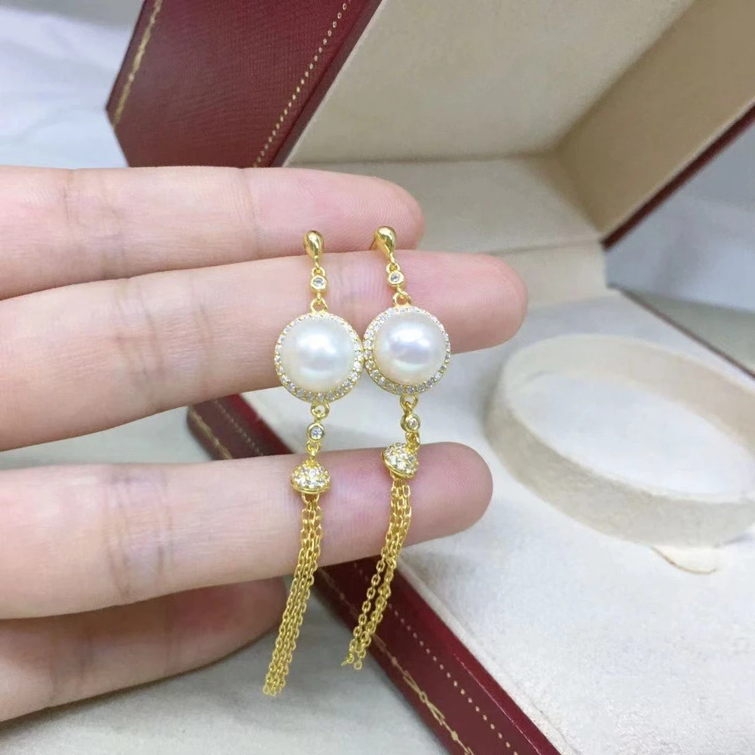 

Wholesale S925 Sterling Silver Earrings Mount Findings Settings Base Mounting Parts Accessory for 8-9mm Pearls 5 pairs/lot