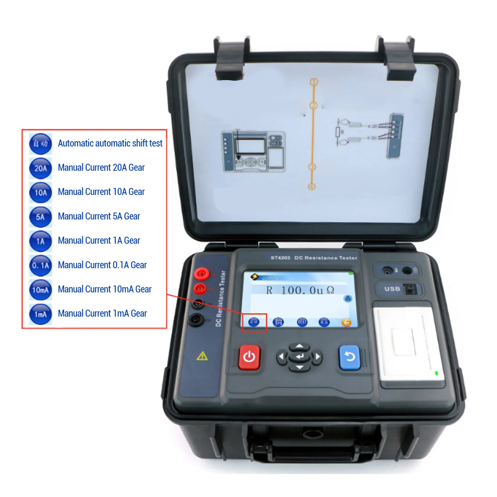 

High Precision 20A 10KV Digital Megohmmeter 5" Touch Screen Embedded Printer forTelecommunications Electric Power