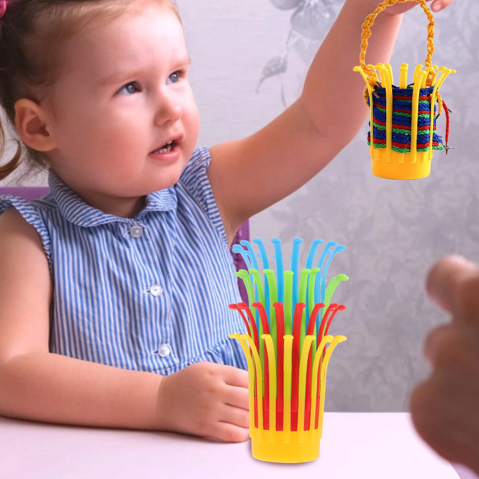

Hand woven Flower Basket DIY Kids Educational Craft Kit Plastic Toys Early Learning Vase Woven Storage Baskets Develop Children