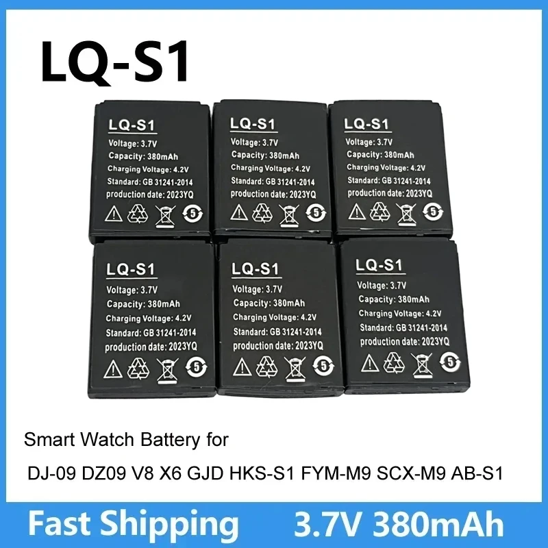 Аккумулятор для смарт-часов LQ-S1 3.7V 380mA, долговечный литиевый перезаряжаемый аккумулятор для DZ09 W8 A1 QW09 KSW-S6 RYX-NX9