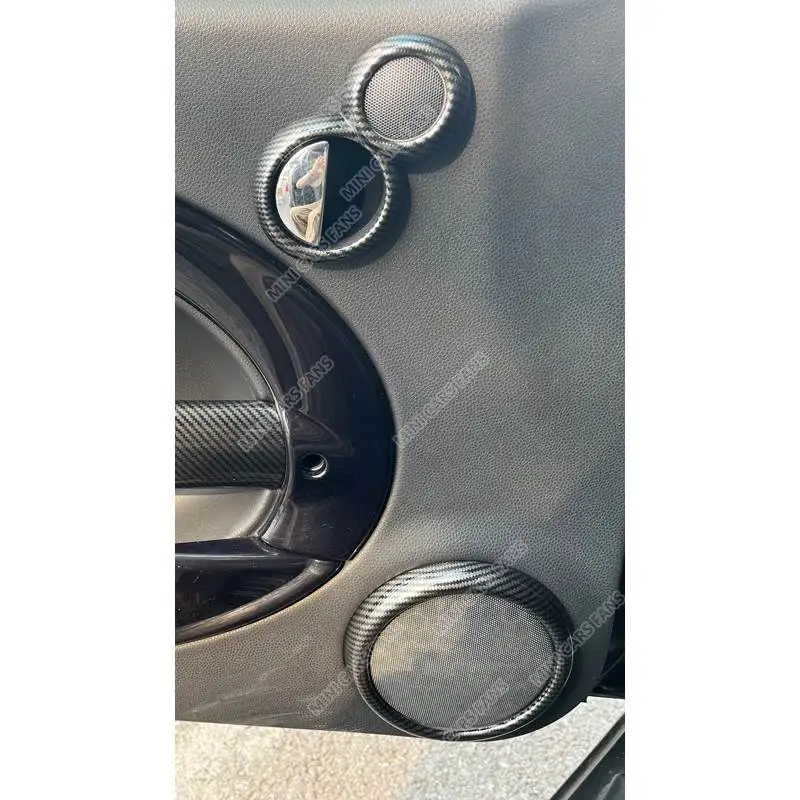Carbon Fiber Look Door Speaker Ring Cover Trim fit for Mini Cooper R50 R52 R53