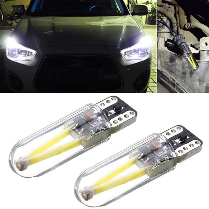 2 Stück LED T10 W5W COB LED CANBUS Silica Bright Glas Kennzeichenbeleuchtung Glühbirnen 194 168 DC 12V Weiße Glühbirnen Auto-Positionsleuchten