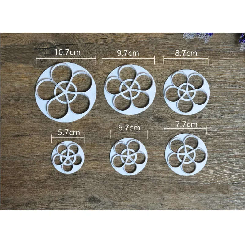 1set/6Pcs Rose Flower Petal Shape Plungers Cutters Decorating Tools For Cake Sugarcraft Fondant Cookies Confectionery Tools