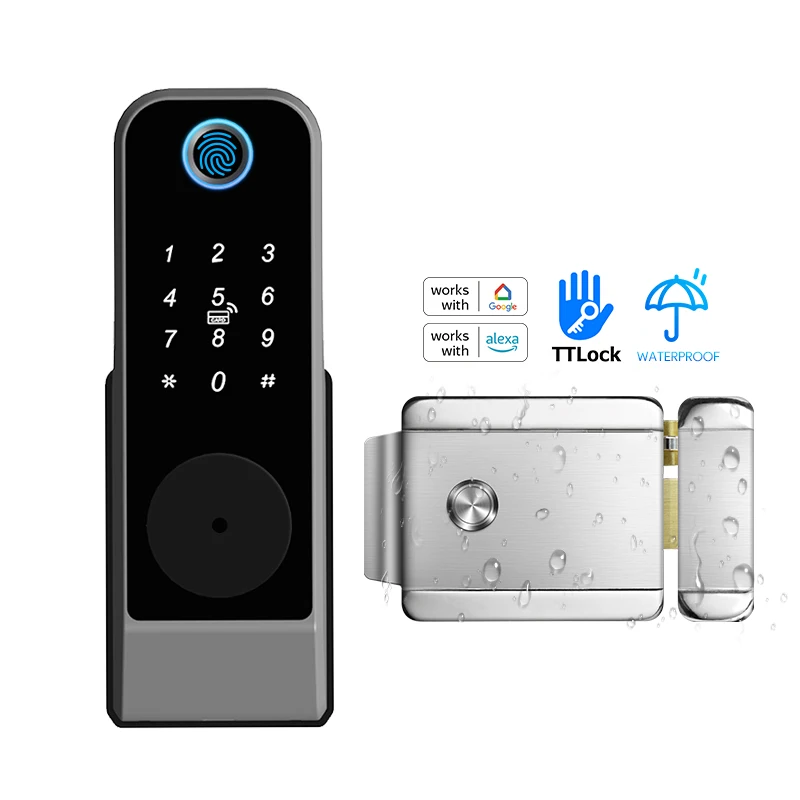 YRHAND IP66 Waterproof Smart Lock TTLock Bluetooth Biometric Fingerprint Digital Password Lock for Villa Gate Outdoor