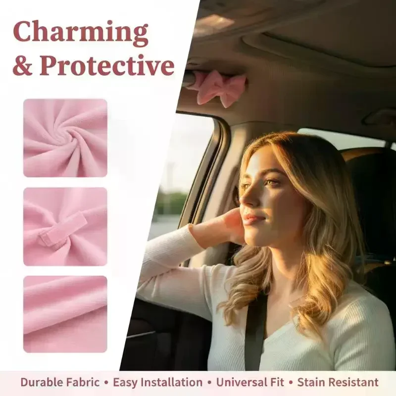 Bow Car Roof Handle Cover Anti Slip Protective Sleeve for 4 Piece Set Soft Comfortable Car Interior Decor for Girls