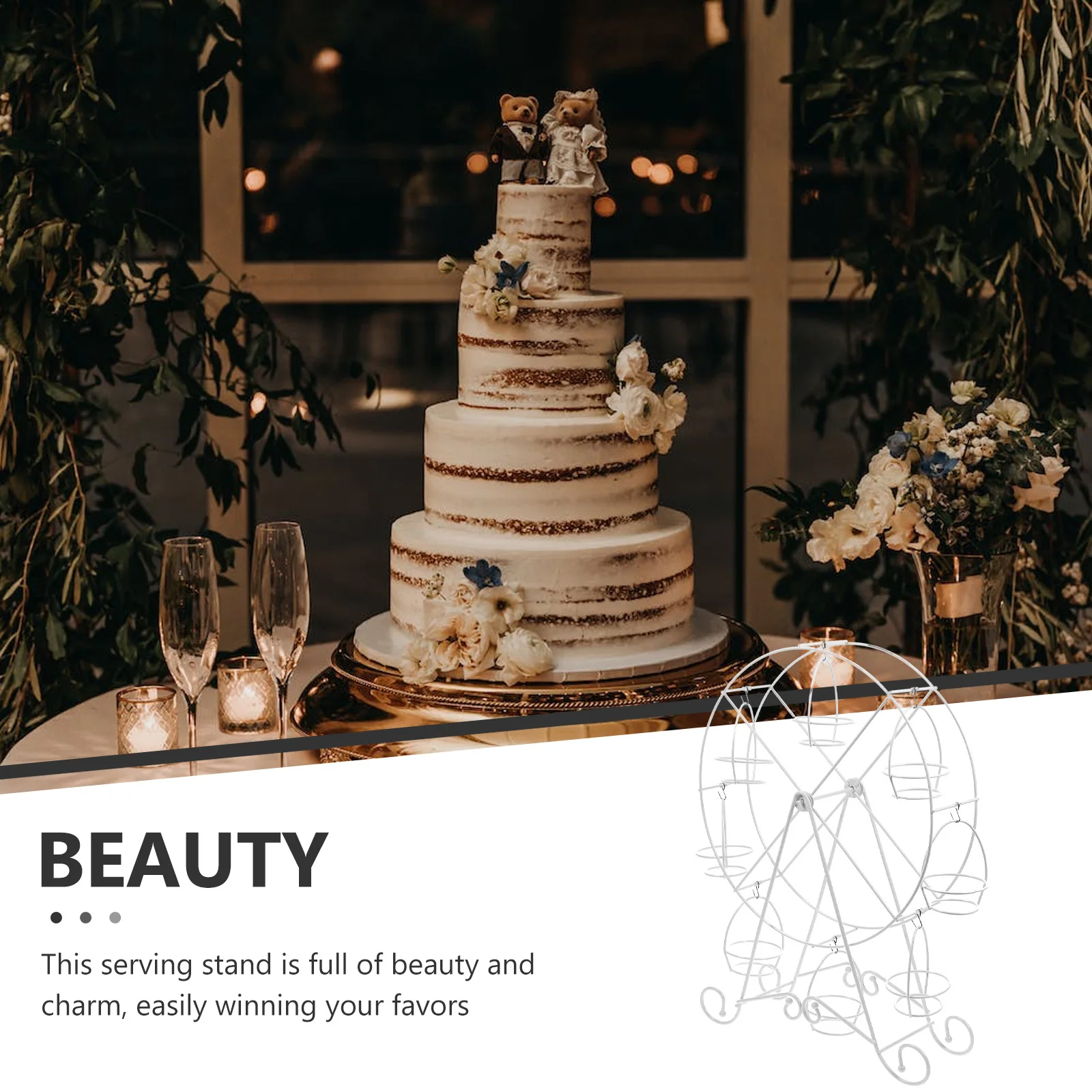 

1pcs Ferris Wheel Cupcake Stand Rotating Dessert Serving Tray Wedding Party Accessory Charming Cupcake Holder For Baby Shower