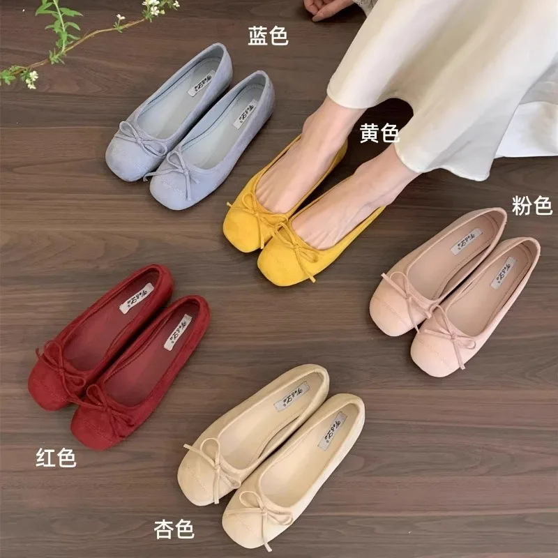 

Fashion Shallow Women Ballet Flats Dance Shoes Casual Female Soft Footwear Butterfly-Knot Ladies Flats Slip on Shoes