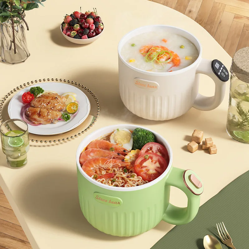 3 IN 1 LED Smart Multifunctional Electric Cooker 600W Small Steamer Portable Non-stick Frying Pan Travel Hot Pot Rice Cooker