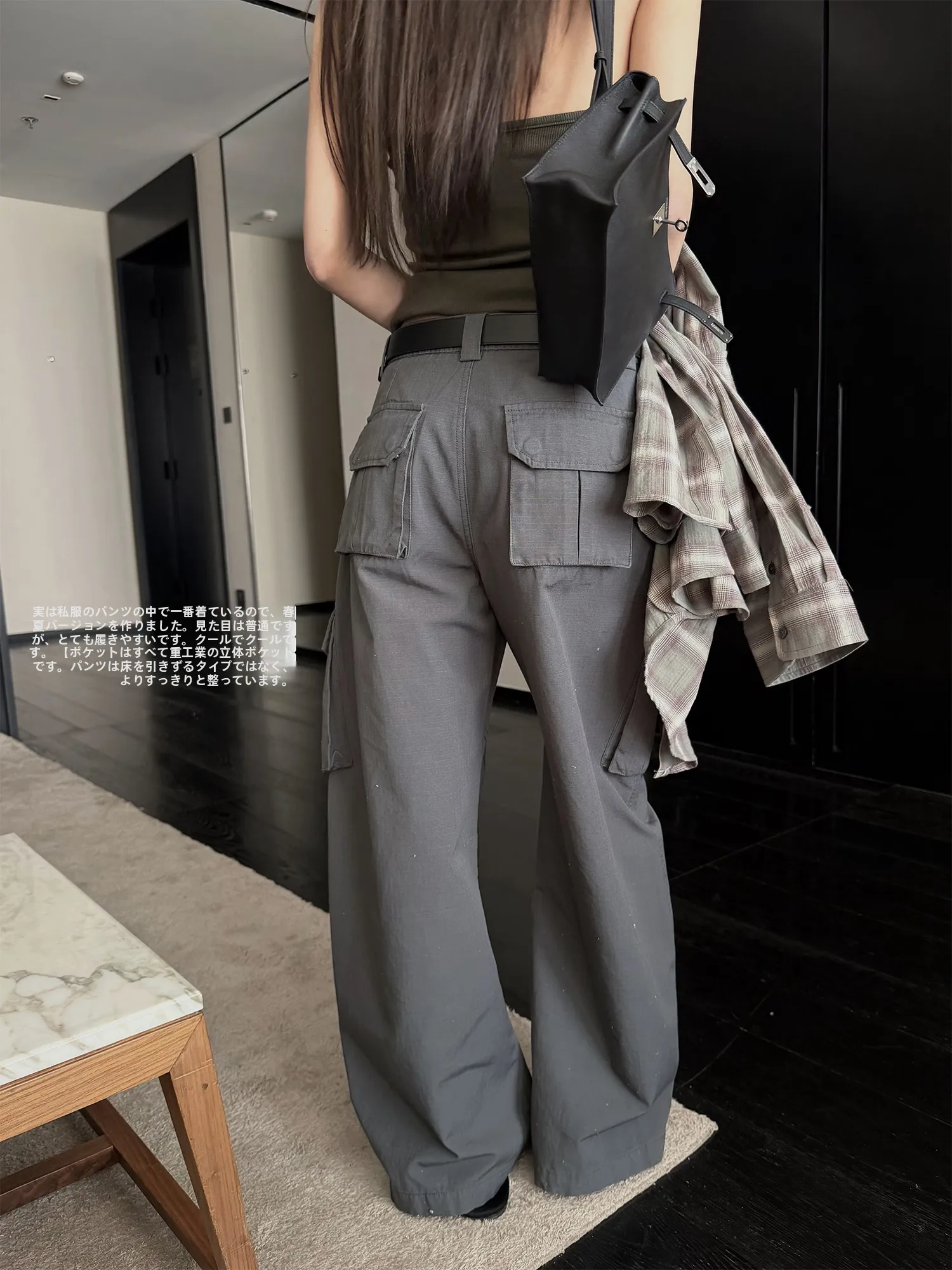 

Superniniyy Women's Workwear Pants Spring Summer Version Pocket High Waist Straight Leg Cotton Casual Trousers Commute Style