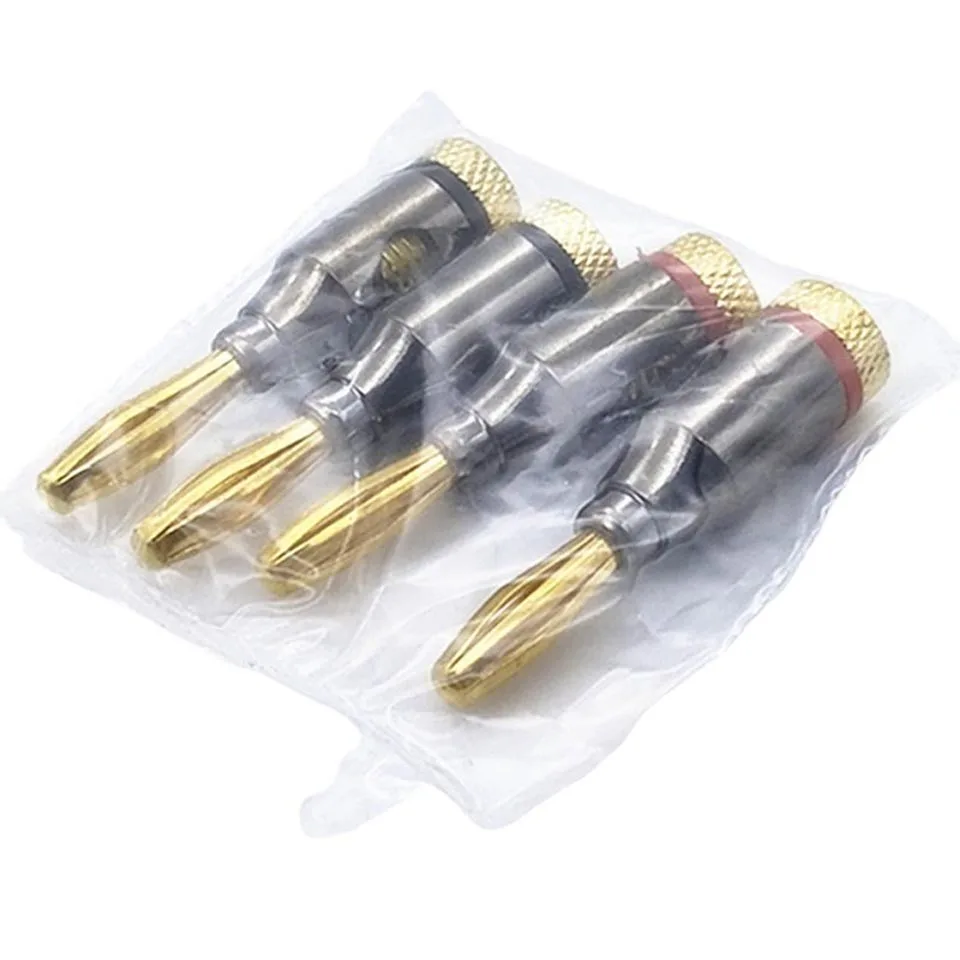 4pcs/2pairs Welding free black Budweiser Gold plated banana head power amplifier speaker connector connector post 4MM terminal