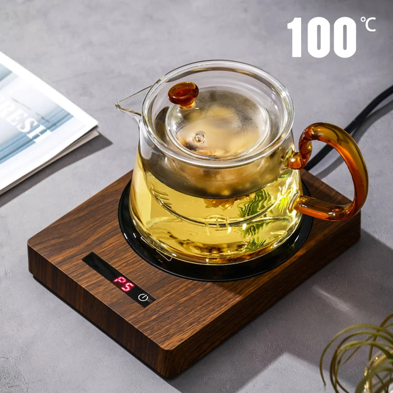 200W Cup Heater Mug Warmer 100°C Hot Tea Makers Warmer Coaster 5 Gear Temperature Cup Heaters Coffee Milk Tea Heating Pad 220V