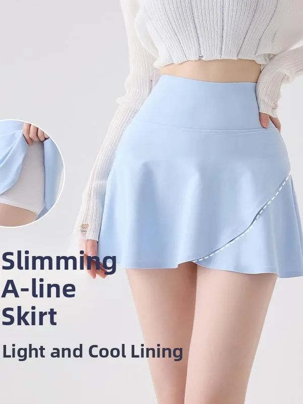 Saia de yoga de cintura alta feminina fitn esporte tênis saia nova sle anti-leve badminton saia plissada fibra de poliéster