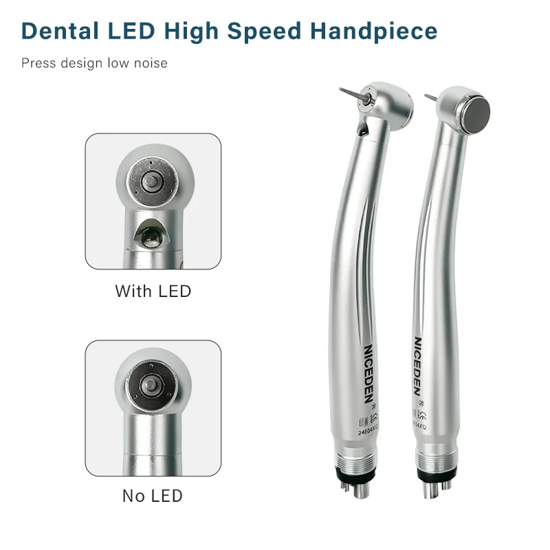 Three Water Spray Dental LED High Speed Handpiece 2/4 Holes  Standard Head Push Button  E-generator Air Turbine  Dentistry Tool