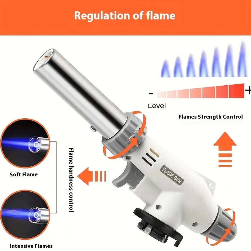 Adjustable Flame Butane Torch With Inverted Design - Portable Camping BBQ Welding Tool, Safe Gas Control for Cooking & Heating​