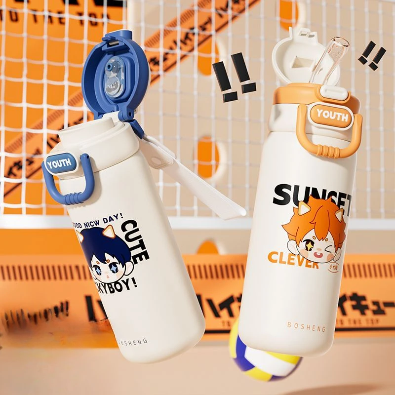 

Haikyu Hinata Shoyo Kageyama Tobio personalized cartoon outing portable thermos cup creative animation movie character straw cup