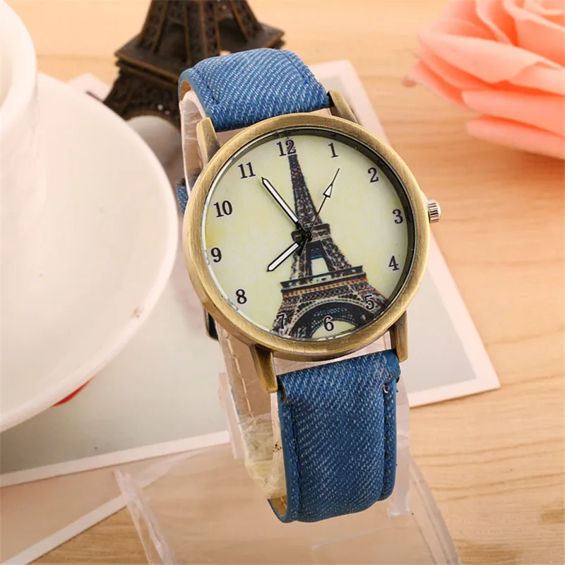 Fashion Brand Women\'s Watches Eiffel Tower Vintage Leather Quartz Watch Women Ladies Wrist Watches Casual Clock Gifts