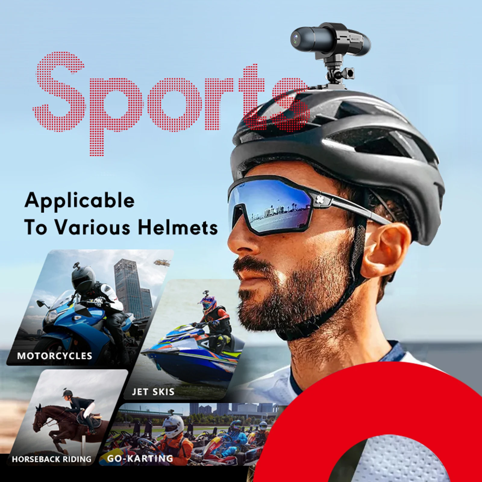 Helmet Camera Motorcycle Driving Recorder 4K Sports Action Camera Waterproof WiFi Helmet Camera Outdoor Riding Dash Camera