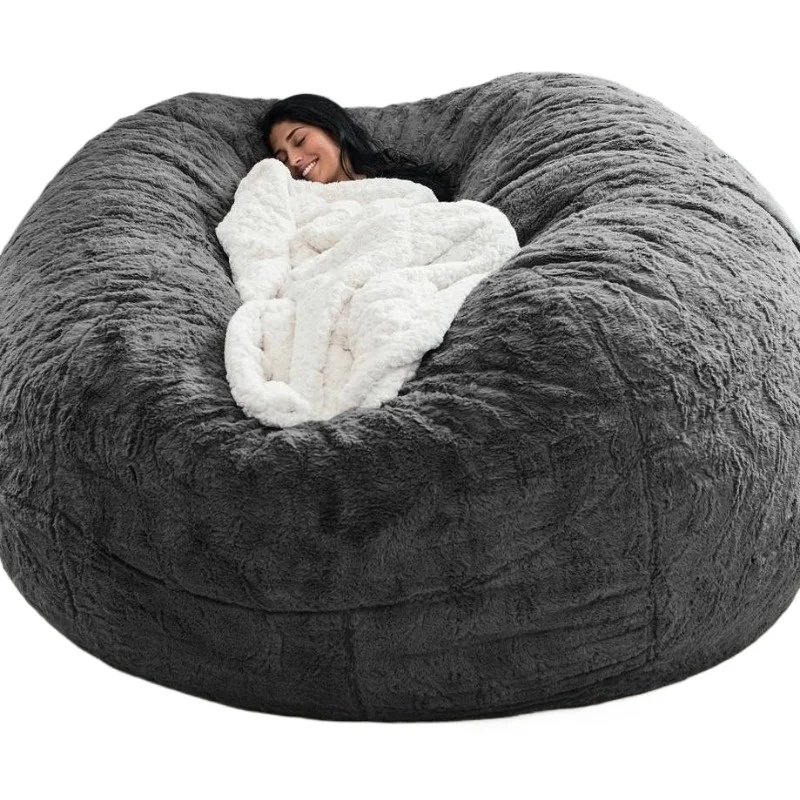 Faux Fur Bean Bag Chair Soft Lazy Sofa Comfortable Bean Cushion for Indoor Rest and Relaxation