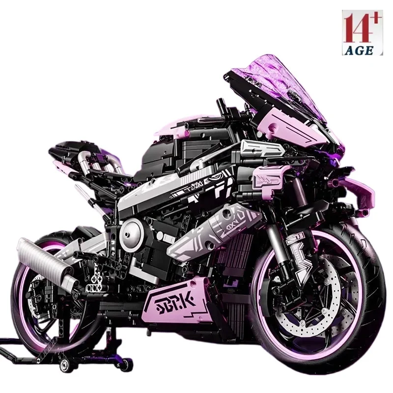 

Новый розовый конструктор M1000 RR: Техническая модель мотоцикла, 1920 деталей, гоночный автомобиль, игрушка-конструктор, кирпичики MOC 42130, мотоцикл, подарки для детей