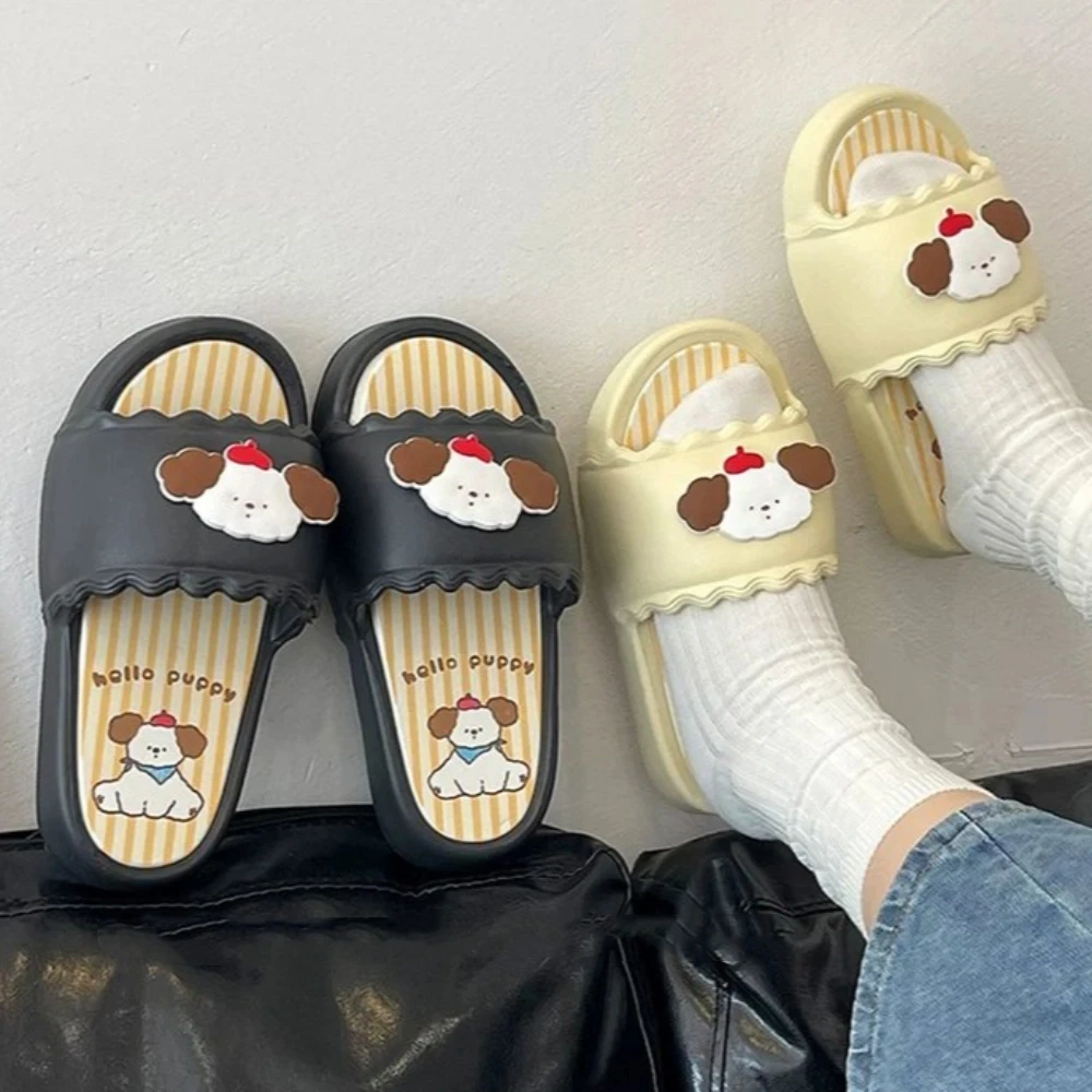 

Casual Outer Wear Shoes Y2K Puppy Slippers Thick Soled Platform Women Cartoon Slippers EVA Anti Slip Thick Slides Sandals Women