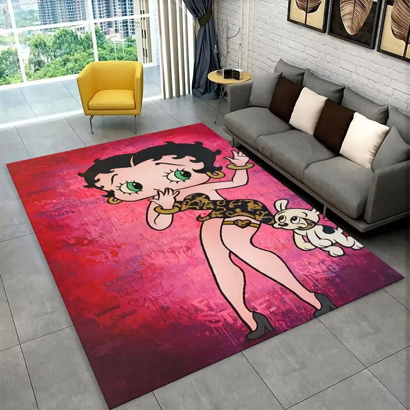 Retro Cartoon B-Betty B-Boop Cute Girl Carpet Rug for Bedroom Living Room Sofa Home Decor,Game Area Rug Non-slip Floor Mat Fest