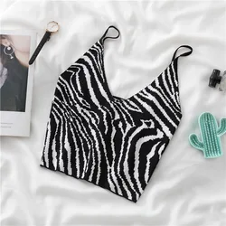 Zebra Crop Top Women Sexy Slim Summer Tank Tops Woman Casual Vest Streetwear Female Breathable Top Basic Elasticity Corset Top