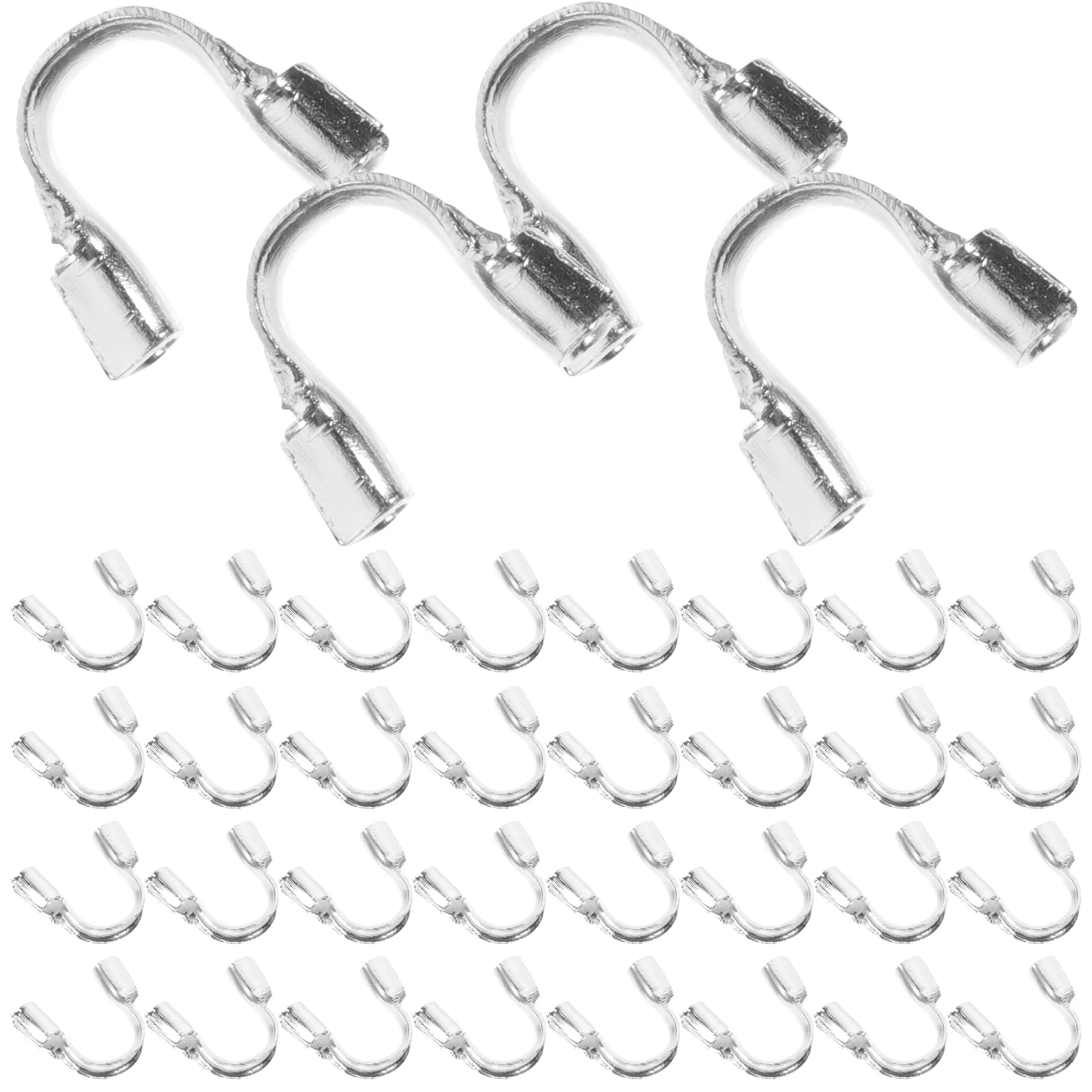 

100 Pcs U-shaped Buckle Accessories Cable Protectors Jewelry Wire for Beaded Bracelets Necklace End Loop Clasp Tool Electric