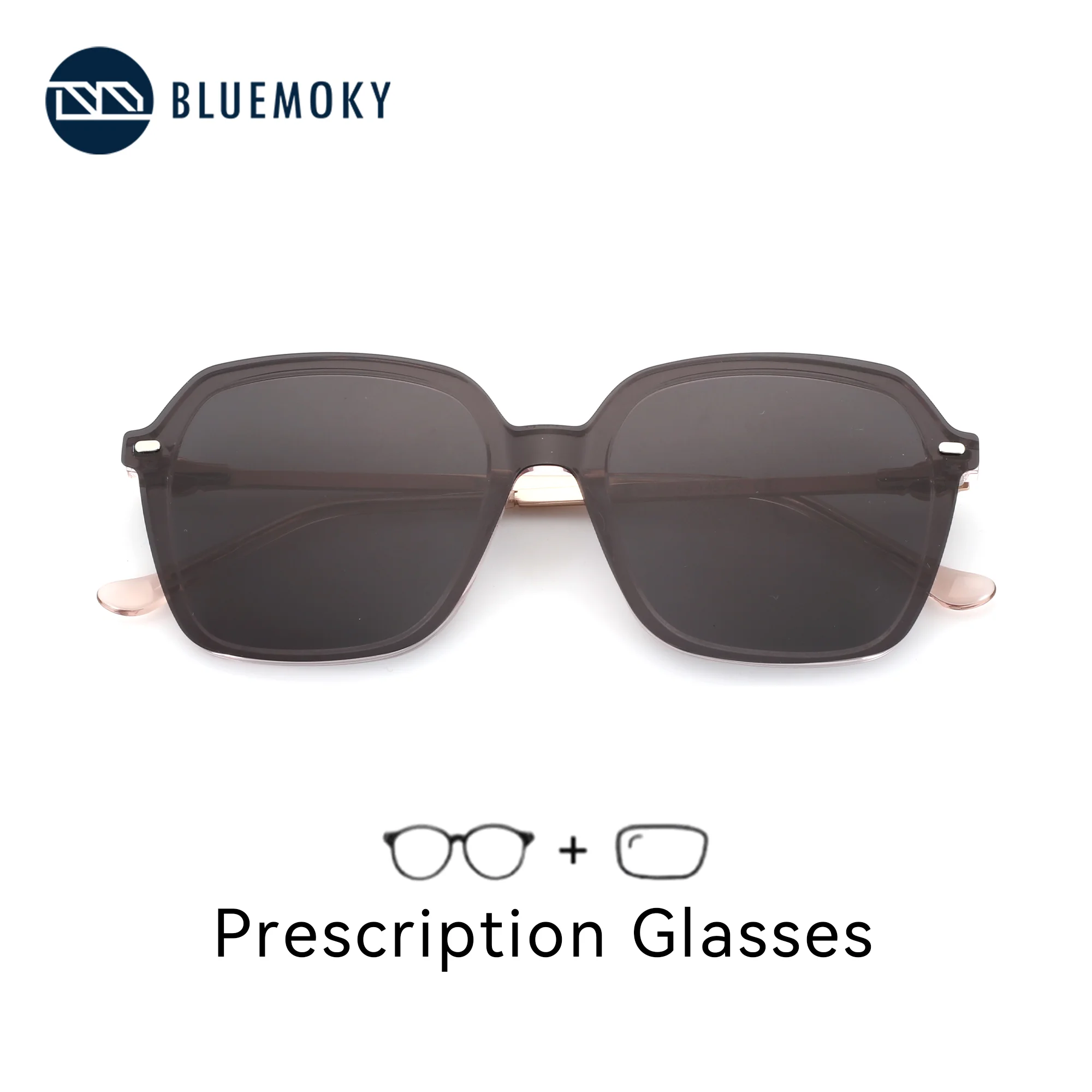 BLUEMOKY M Size Modish Hexagon Acetate Magnetic Clip On Prescription Glasses for Women Sun Glasses Myopia/Hyperopia Lenses