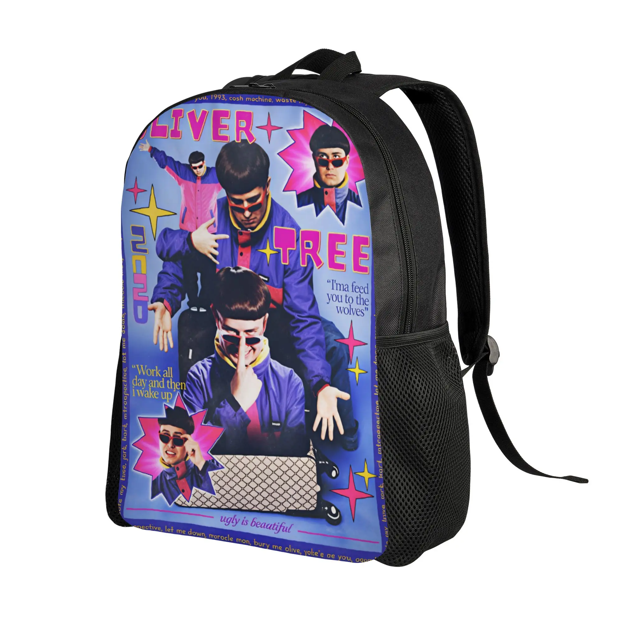 oliver tree life goes on Backpack  Boy Polyester Cycling Backpacks Pattern Modern High School Bags Rucksack
