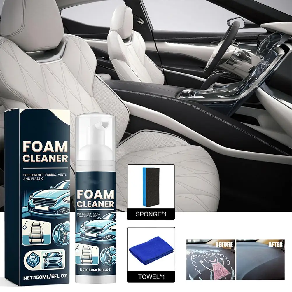 

150ML Foam Cleaner Spray Multi-purpose Anti-aging Cleaner Tools Car Interior Home Cleaning Foam for Car Interior Leather Cl N3D4