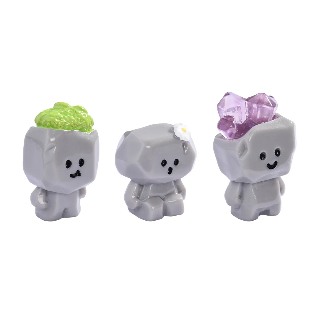 9-Pack Assorted Cute Crystal Stone People Resin Figurines - Miniature Garden Decor for Terrarium, DIY Crafts & Desk Displays