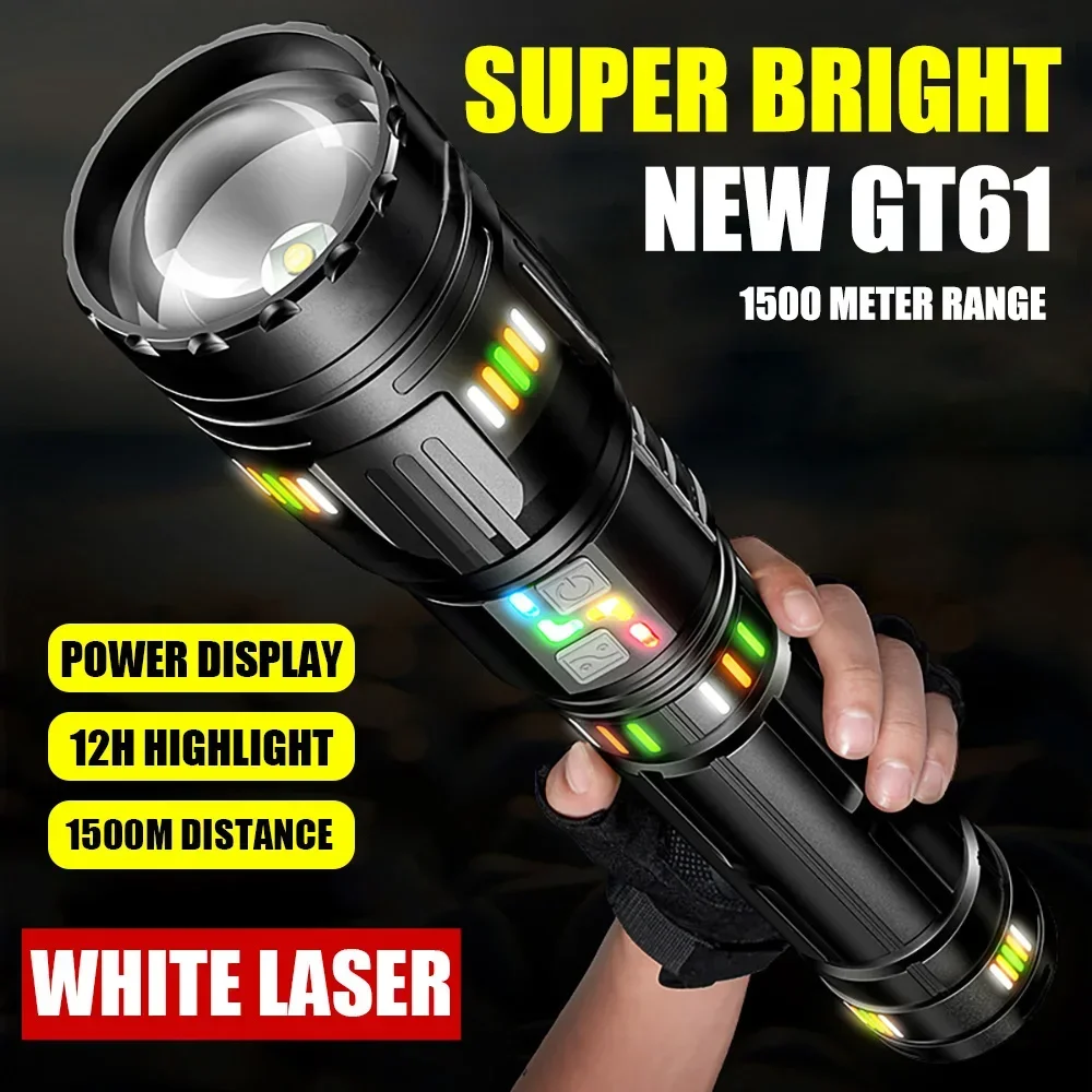 New upgrade GT61 High Power Led Flashlights Super Bright Spotlight Tactical flashlight Zoomable Outdoor Emergency Camping Torch