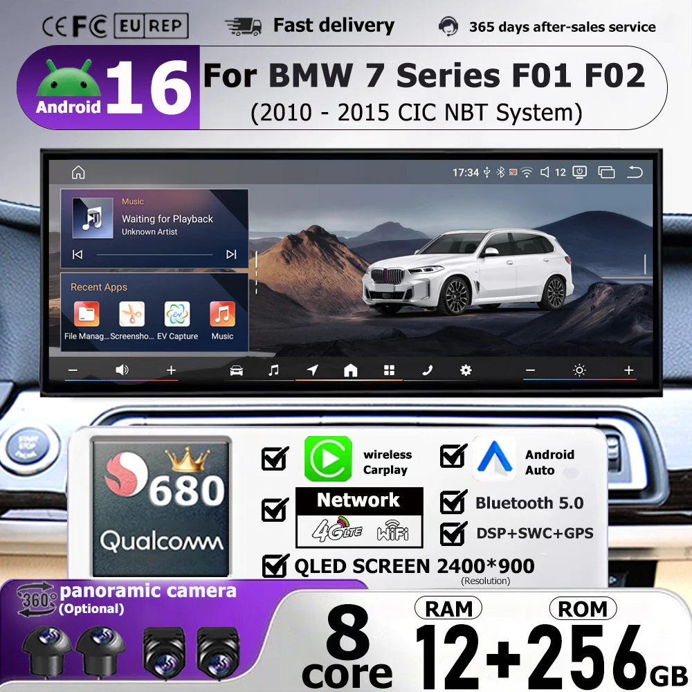 Car Radio Player Android 16 Auto Multimedia Stereo GPS Carplay WIFI 4G For BMW 7 Series F01 F02 CIC NBT 2010-2015 Autoradio BT