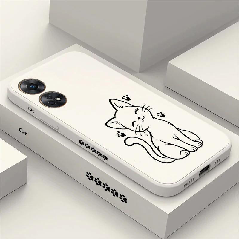 Coque de téléphone OPPO Reno 8T 8 Pro 7 6 5 4 Lite 2Z 7Z 5Z 4F 5F 2F, motif dessin de chat, coque arrière en silicone souple antichoc