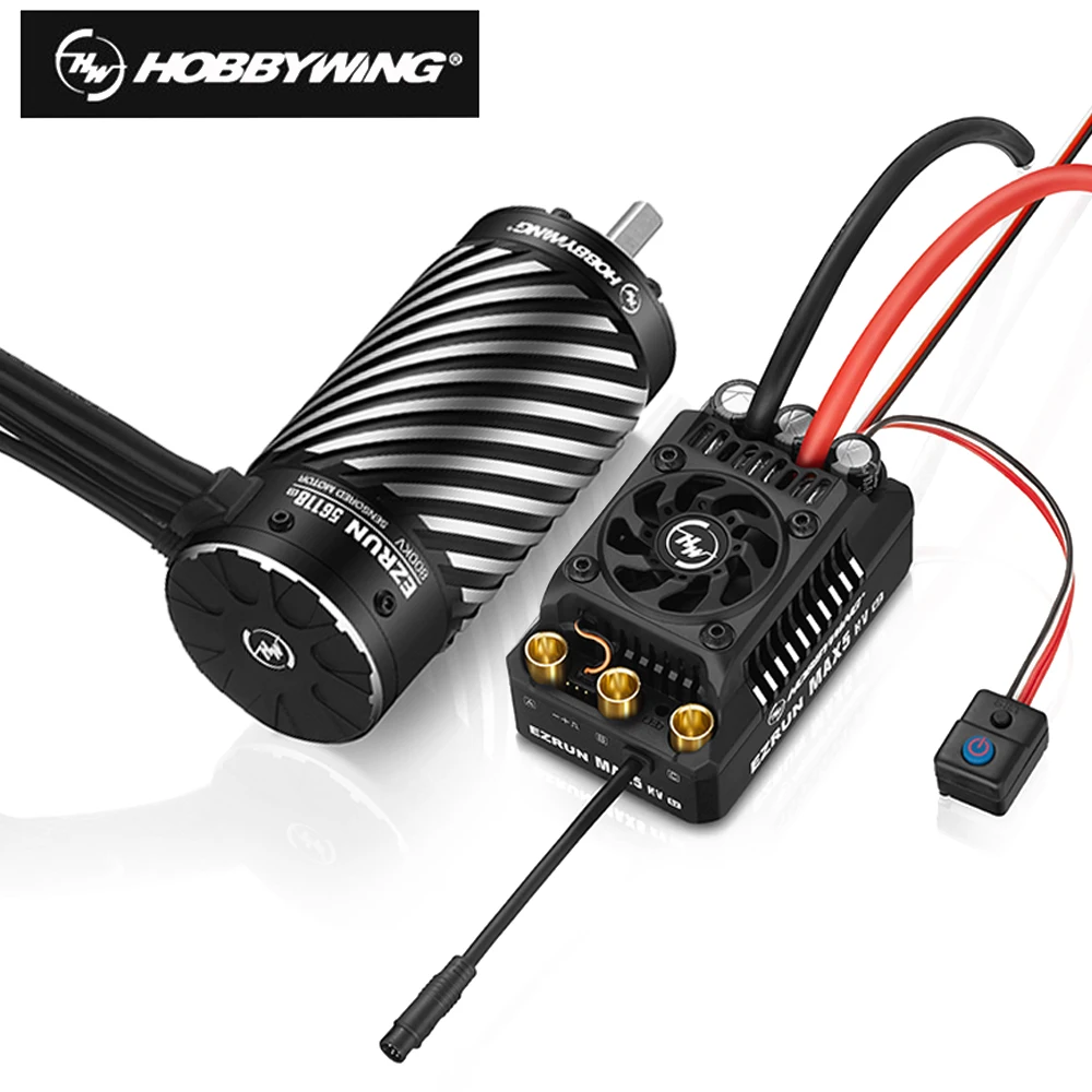 Hobbywing EZRUN Max5 HV G2 250A 6-12S Sensored Brushless ESC w/ 56118SD 650KV/ 800KV/ 1100KV Brushless Motor for 1/5 Truck/ Bugg