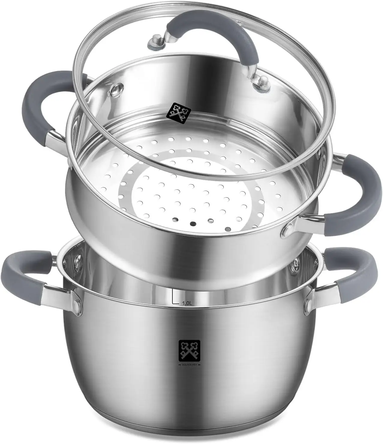 

4.0 QT Steamer for Cooking,Steamer Pots with Vegetable Steam Basket,2-Tier Multipurpose 18/8 Stainless Steel Steaming