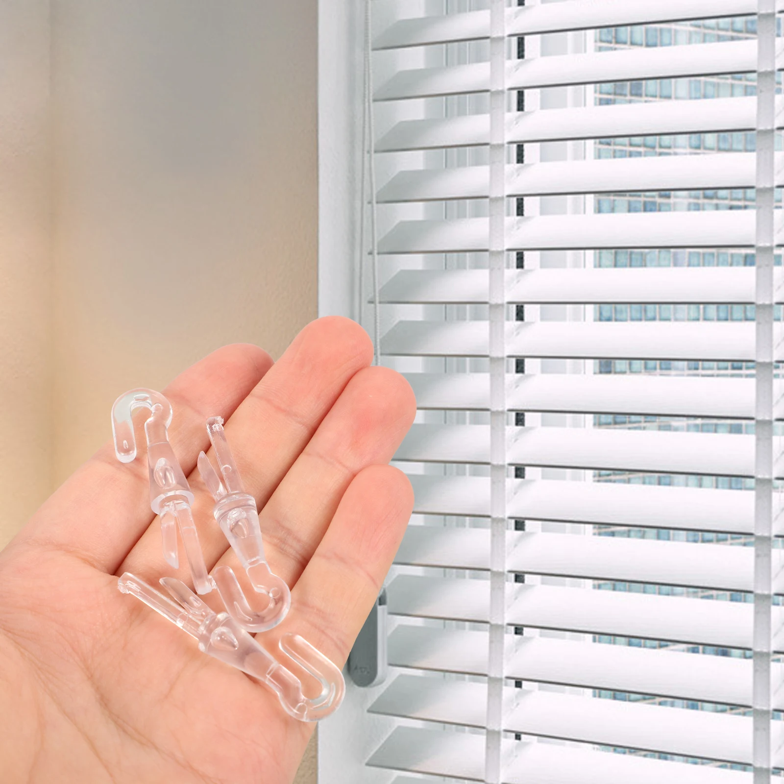 

12pcs Curtain Hooks Window Blinds Rod Hanger Drapery Pull Alloy Wand Transparent Adjustable Blind Parts Hardware