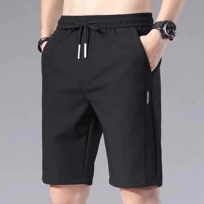 

New Ice Silk Pants Summer Solid Color Versatile Shorts Loose Size Beach Sports Pants