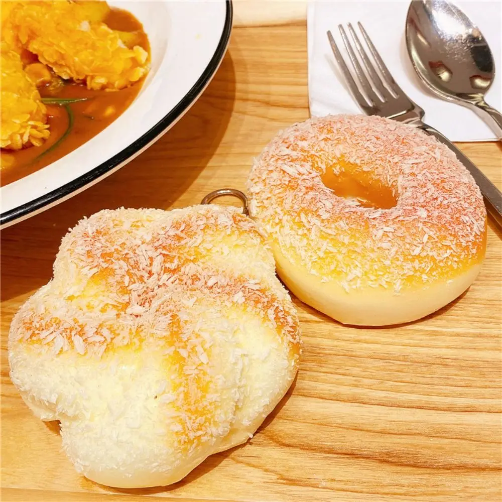 Cute Simulated Bread Keychain Soft Croissant Butter Bread Model Fidget Toys Korean Squeeze Toys Keyring