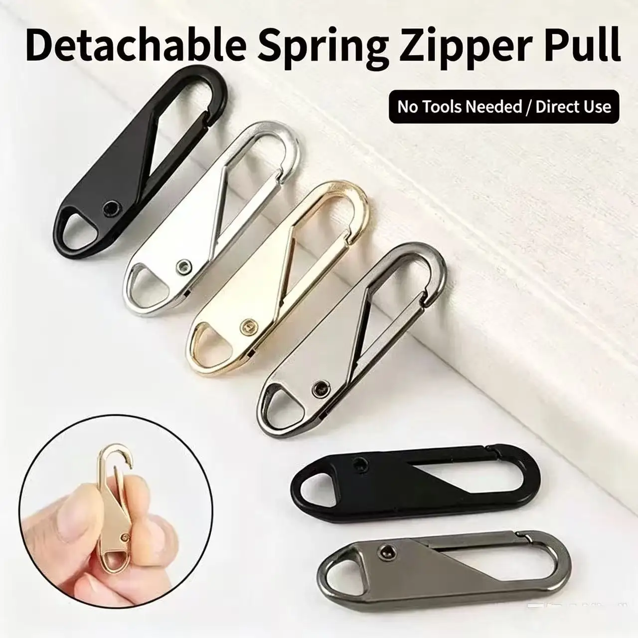 5Pcs Random Color Detachable Zipper Pull Tab, PP Material Replacement Zipper Puller, Quick Install Zipper Slider for Bags Luggag