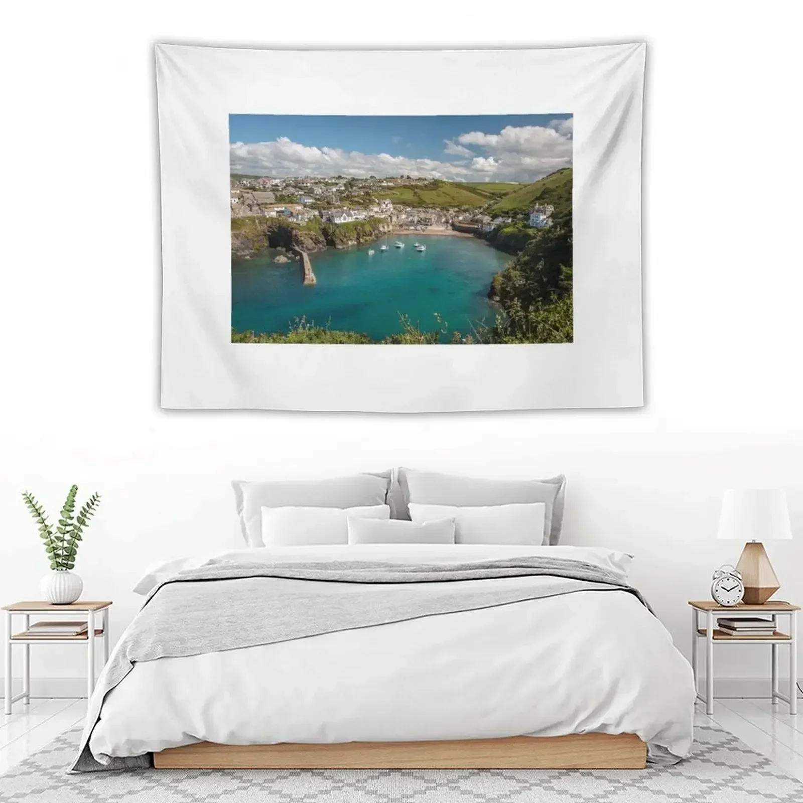 Port Isaac Harbour view Tapestry Wallpapers Home Decor Decor Home Tapestry