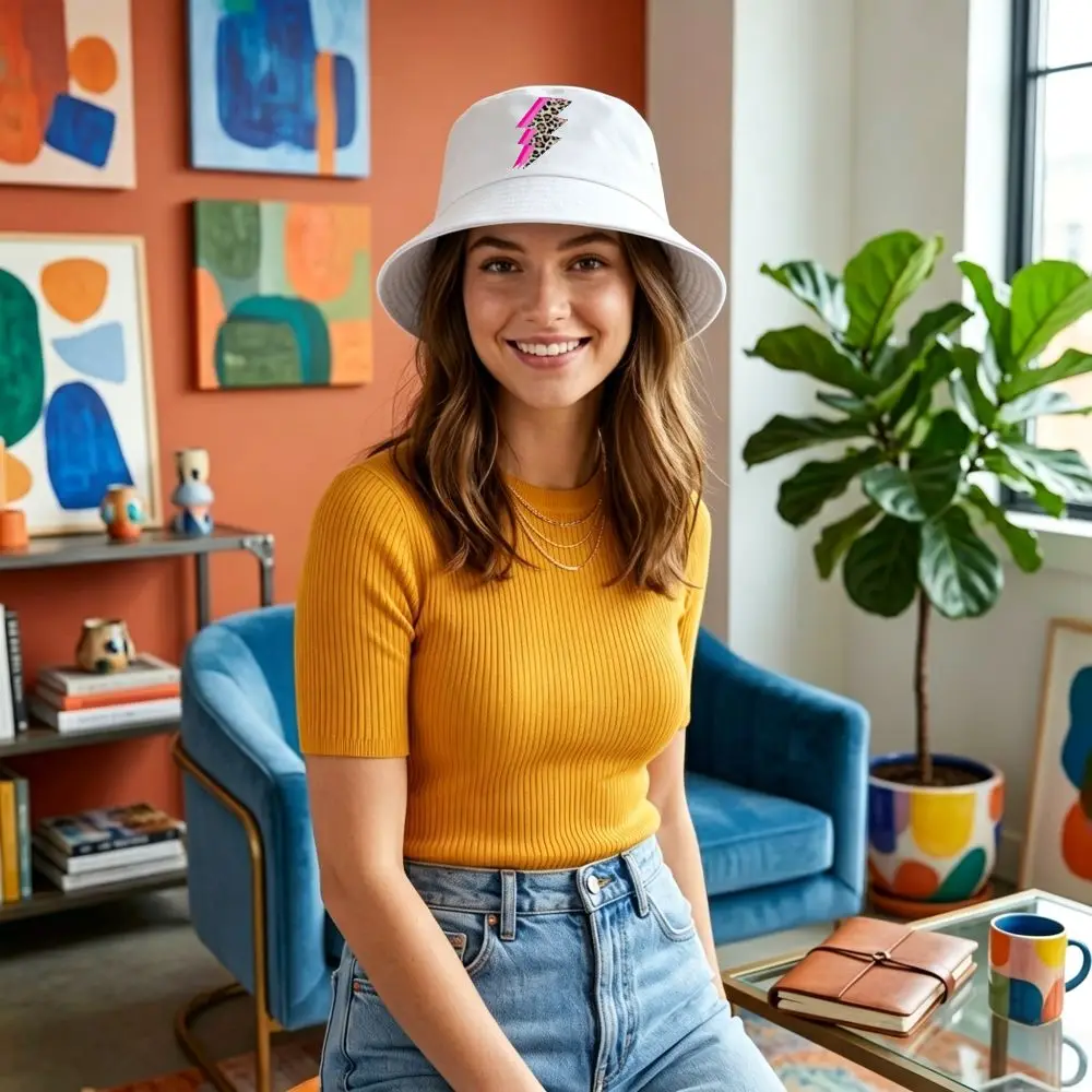 1pc Vintage Leopard Print Bucket Hat Viscose Rayon Lightweight Breathable Adjustable Unisex Outdoor Travel Festival Gift for Tee