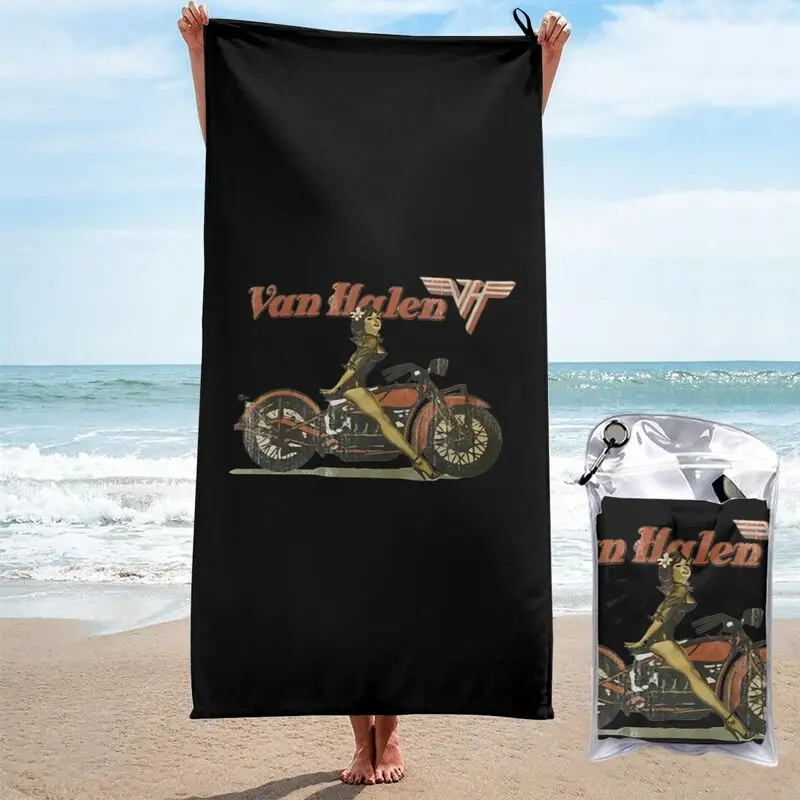 Van Halen Biker Pinup Brand Authentic Rock Quick dry Towel Soft Printed Bath Towel Sports Towel